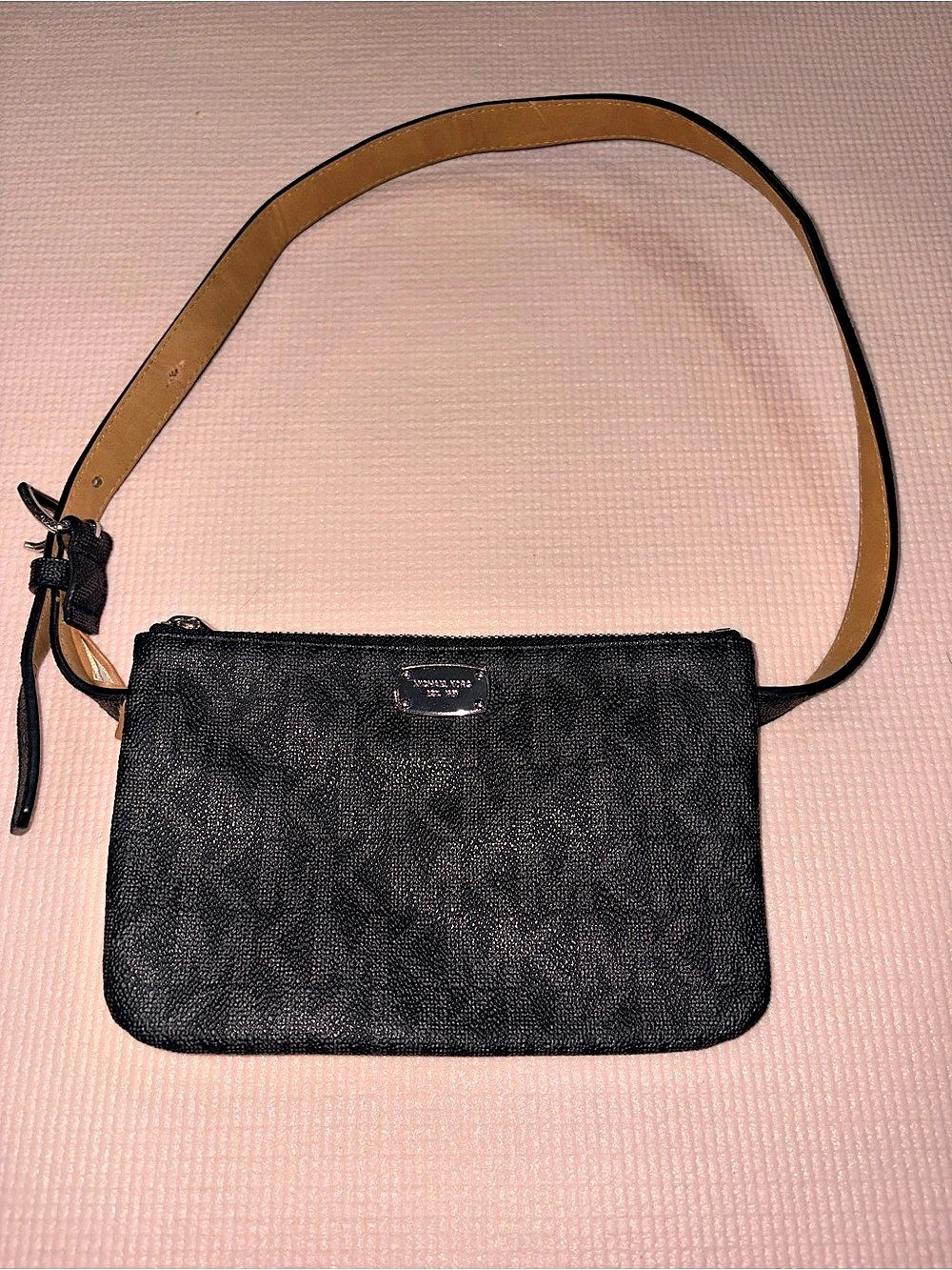 Michael Kors Signature Logo Belt Bag Crossbody Black & Brown